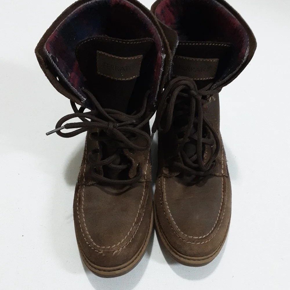 Ferrato men's leather Biker boots 6 Y2k Granpa Brown